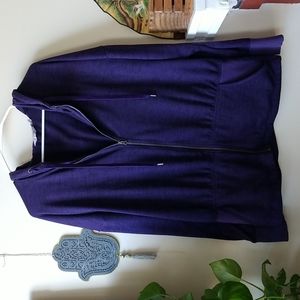 Athleta Lounge Drawstring Keyhole Hooded Track Jacket Purple Large